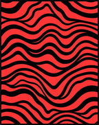 Bold Red Black Wavy Stripes Rug
