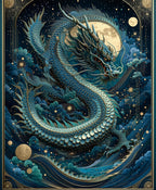 Mythic Dragon Amidst Celestial Waves Rug