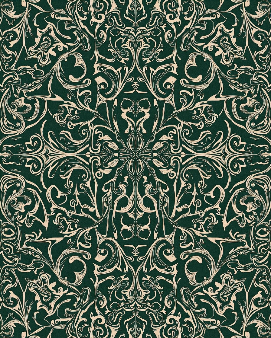 Dark Floral Swirls Antique Pattern Rug
