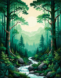Enchanted Forest Waterfall Nature Scene Rug