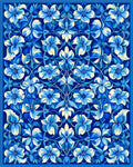 Art Nouveau Blue Floral Symmetry Rug