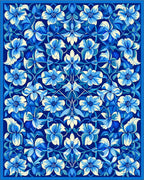 Art Nouveau Blue Floral Symmetry Rug