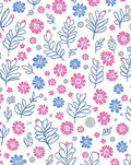 Pink Blue Floral Leaf Pattern Rug