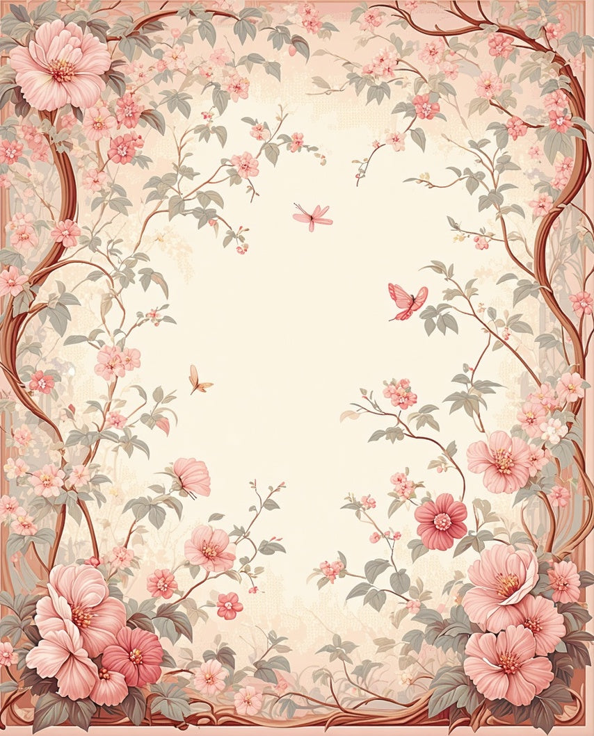 Charming Floral Branches with Butterflies Runner Rug