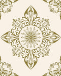 Elaborate Ornamental Golden Floral Medallion Design Rug