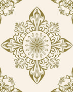 Elaborate Ornamental Golden Floral Medallion Design Rug