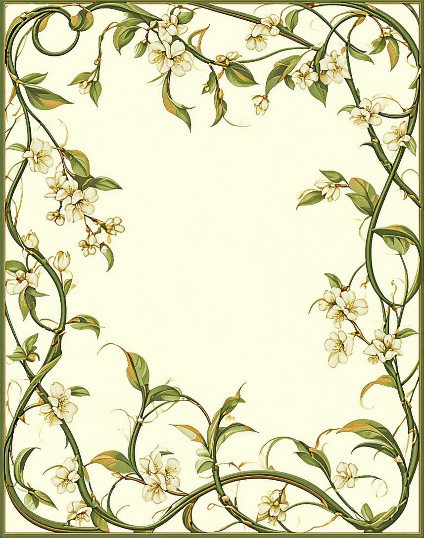 Elegant Floral Vine Border Design Rug