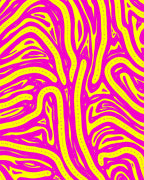 Vivid Pink Yellow Organic Stripe Design Rug