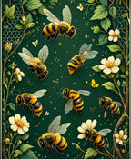 Buzzing Bees And Floral Garden Design Rug