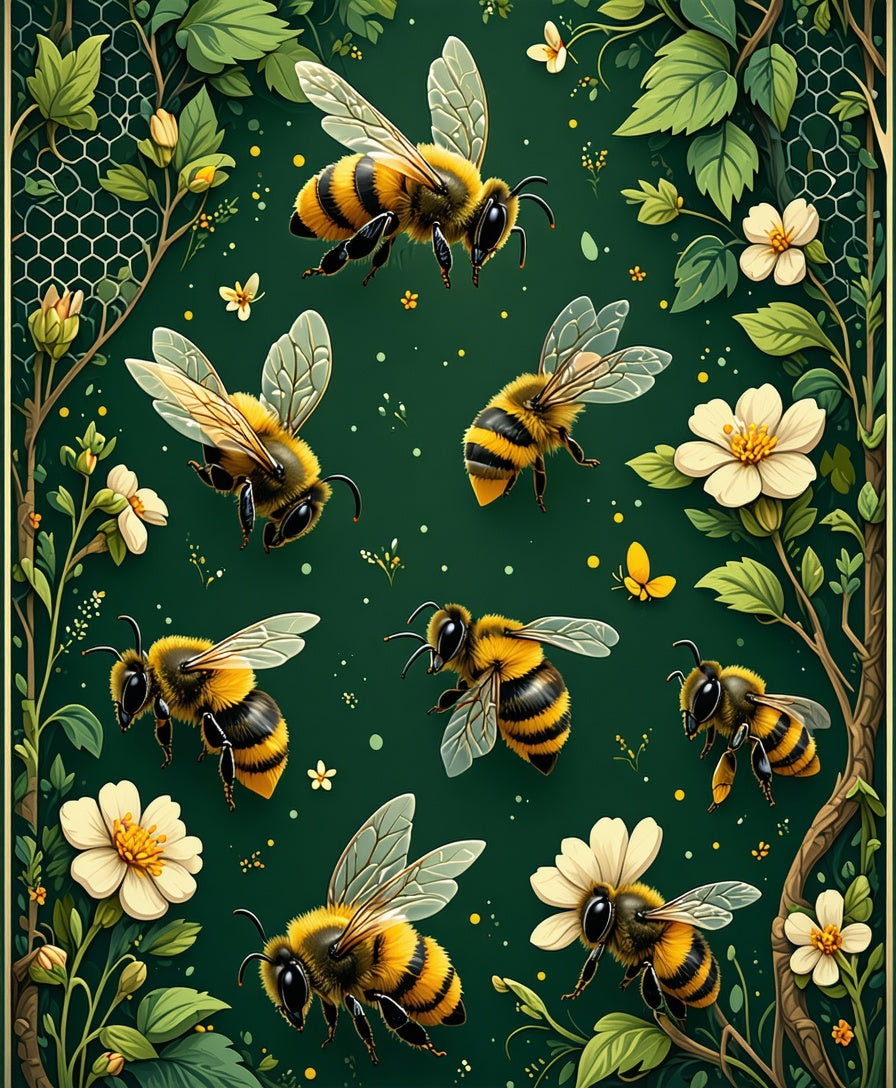 Buzzing Bees And Floral Garden Design Rug