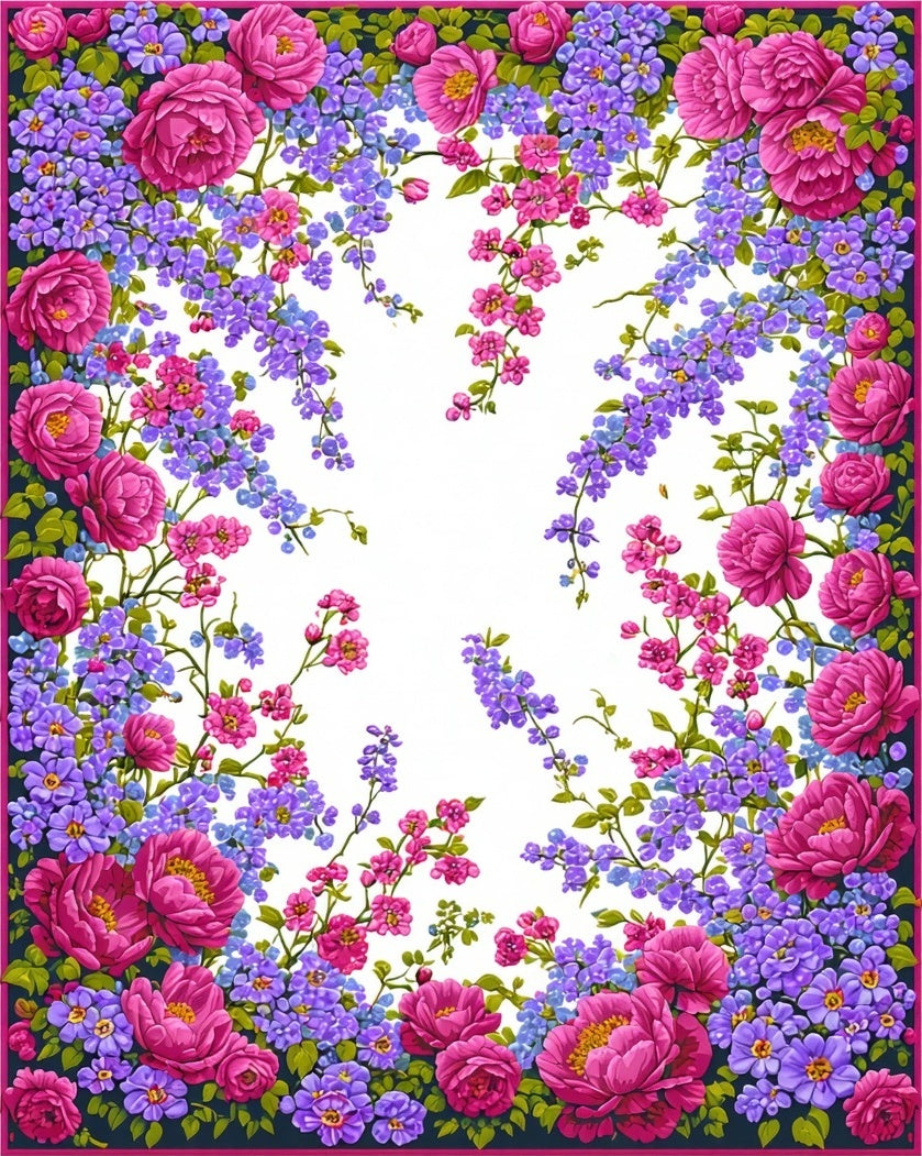 Vibrant Floral Embrace Botanical Design Rug