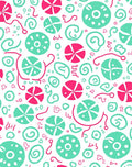Playful Pink Teal Circular Pattern Rug