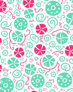 Playful Pink Teal Circular Pattern Rug