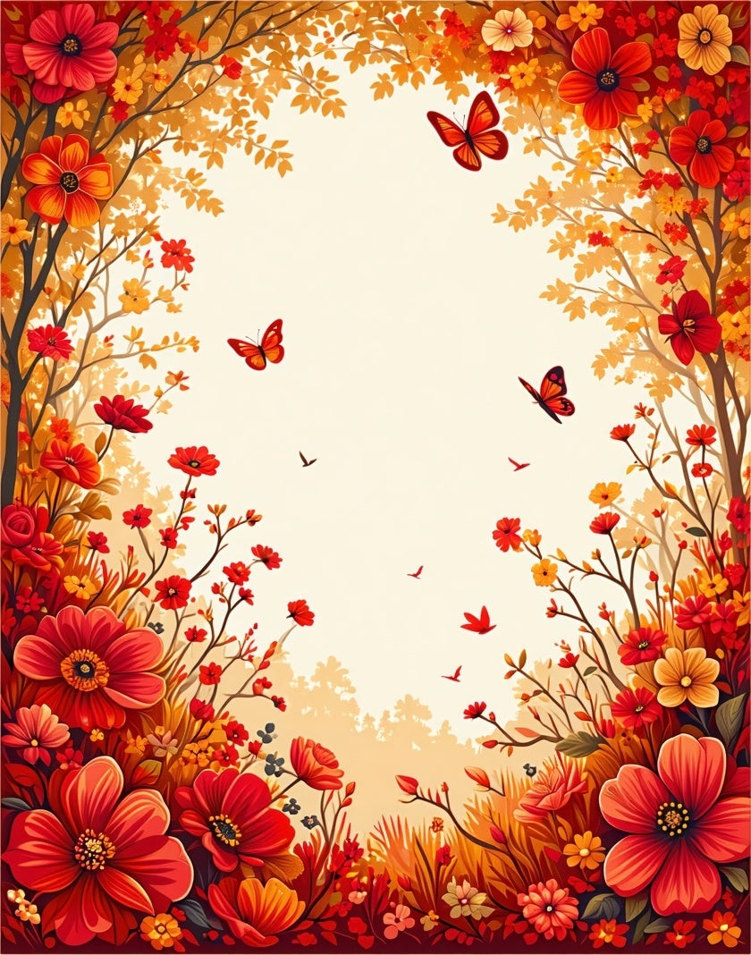 Autumn Floral Butterfly Garden Rug