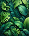 Lush Green Tropical Leaf Pattern Rug