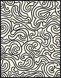 Abstract Swirling Black Line Pattern Rug