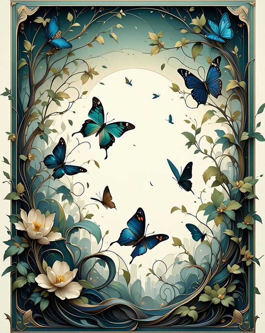 Whimsical Butterfly Floral Nature Design Rug