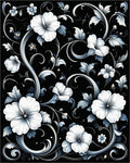 Elegant White Floral Swirls Pattern Rug