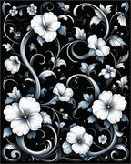 Elegant White Floral Swirls Pattern Rug