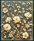 Gold Floral Scrollwork Classic Design Rug