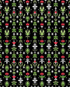 Whimsical Red Green Floral Tall Plants Rug