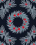 Festive Teal White Holly Berry Wreath Rug