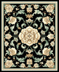 Classic Floral Swirls Beige and Green Rug