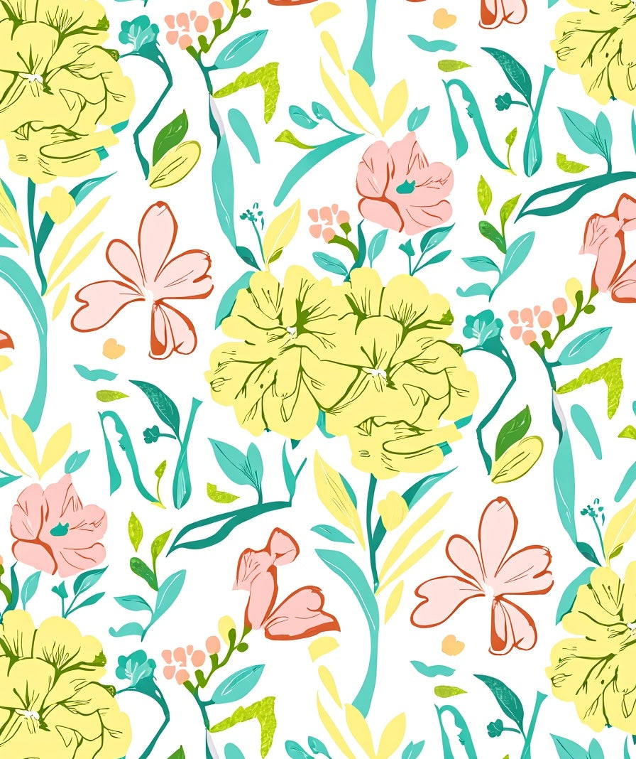 Abstract Floral Design with Bright Accents Rug