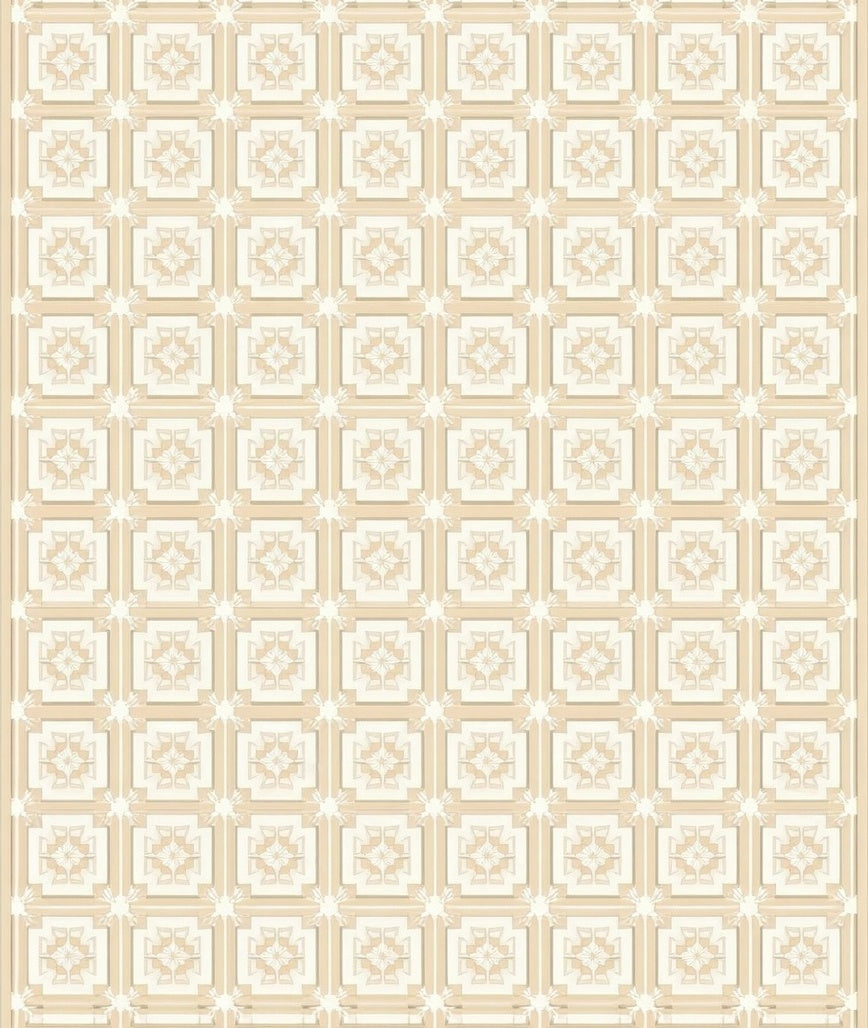 Cream Beige Geometric Tile Rug