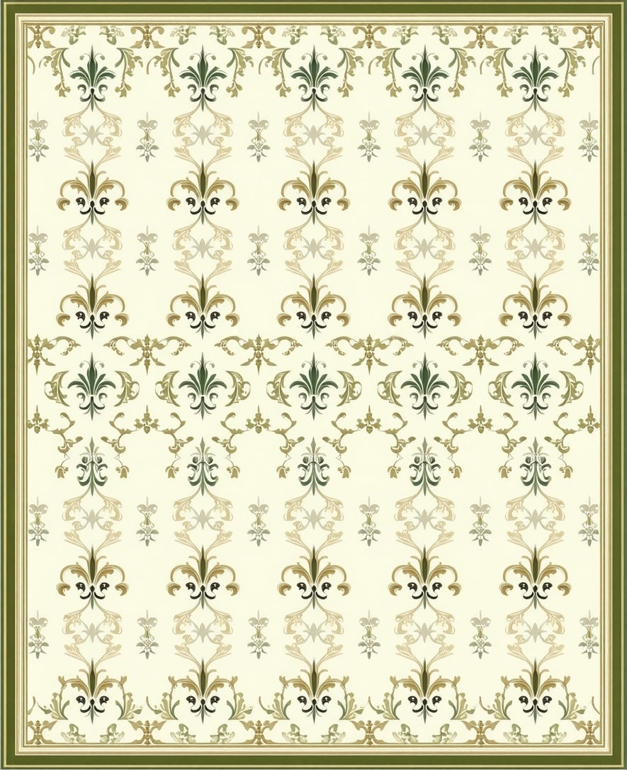 Ornate Scrollwork Botanical Pattern Rug