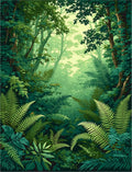 Lush Forest Fern Pattern Rug