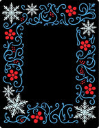 Winter Snowflake Red Floral Border Rug