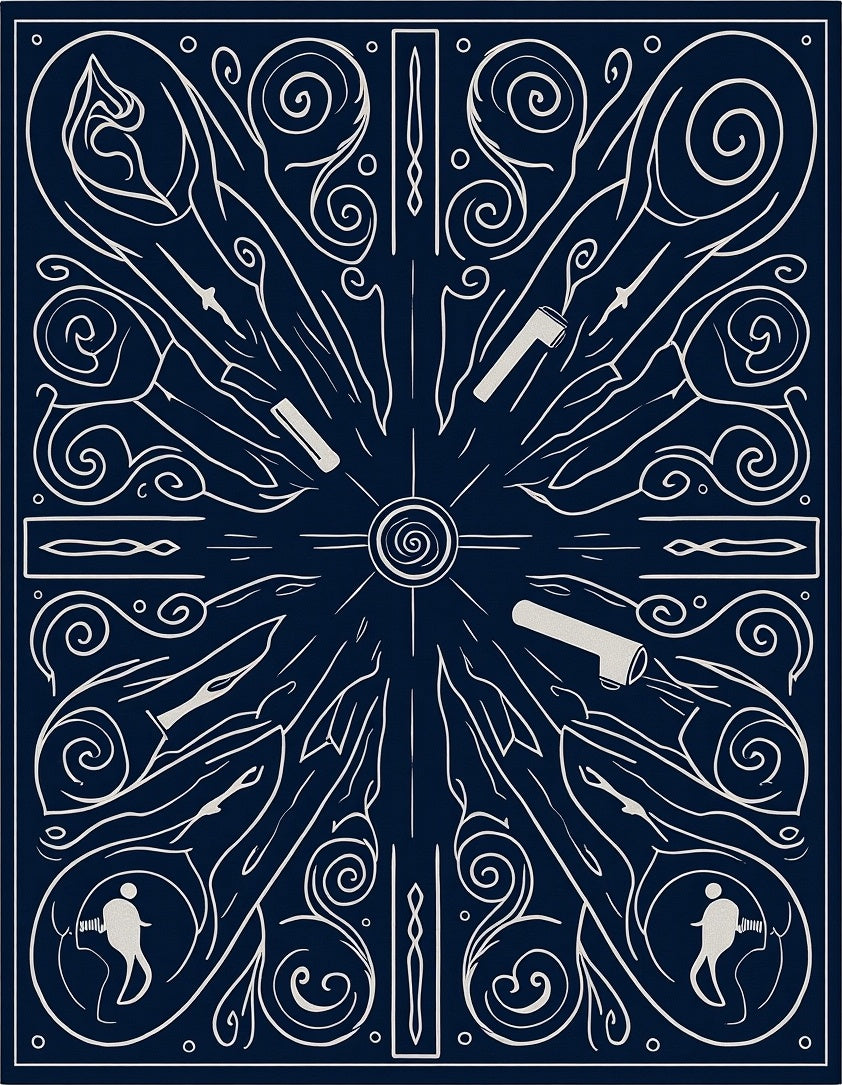 Naval White Nautical Explorer Narrative Rug