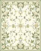 Vintage Floral Garland Scrollwork Pattern Rug