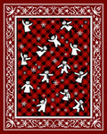 Red Black Buffalo Plaid Snowmenflakes Border Rug
