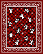 Red Black Buffalo Plaid Snowmenflakes Border Rug