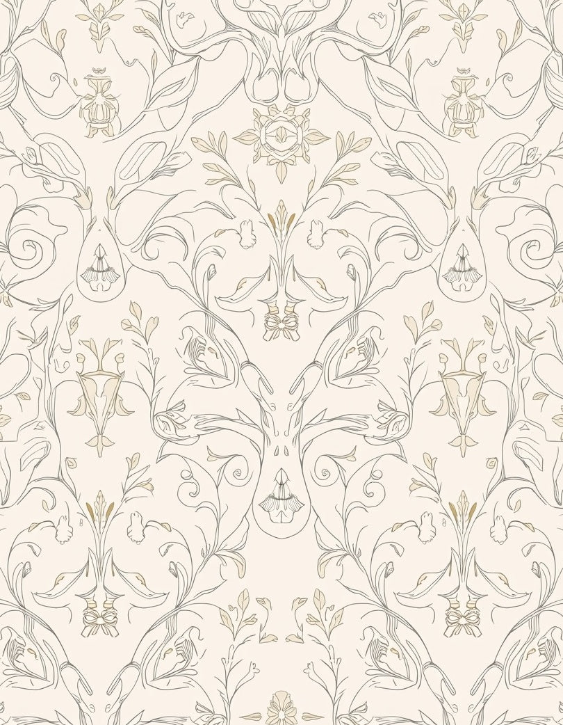 Elegant Floral Outline Vintage Pattern Rug