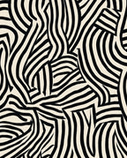 Abstract Black White Wave Pattern Rug