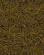 Abstract Swirls Golden Stripe Pattern Rug