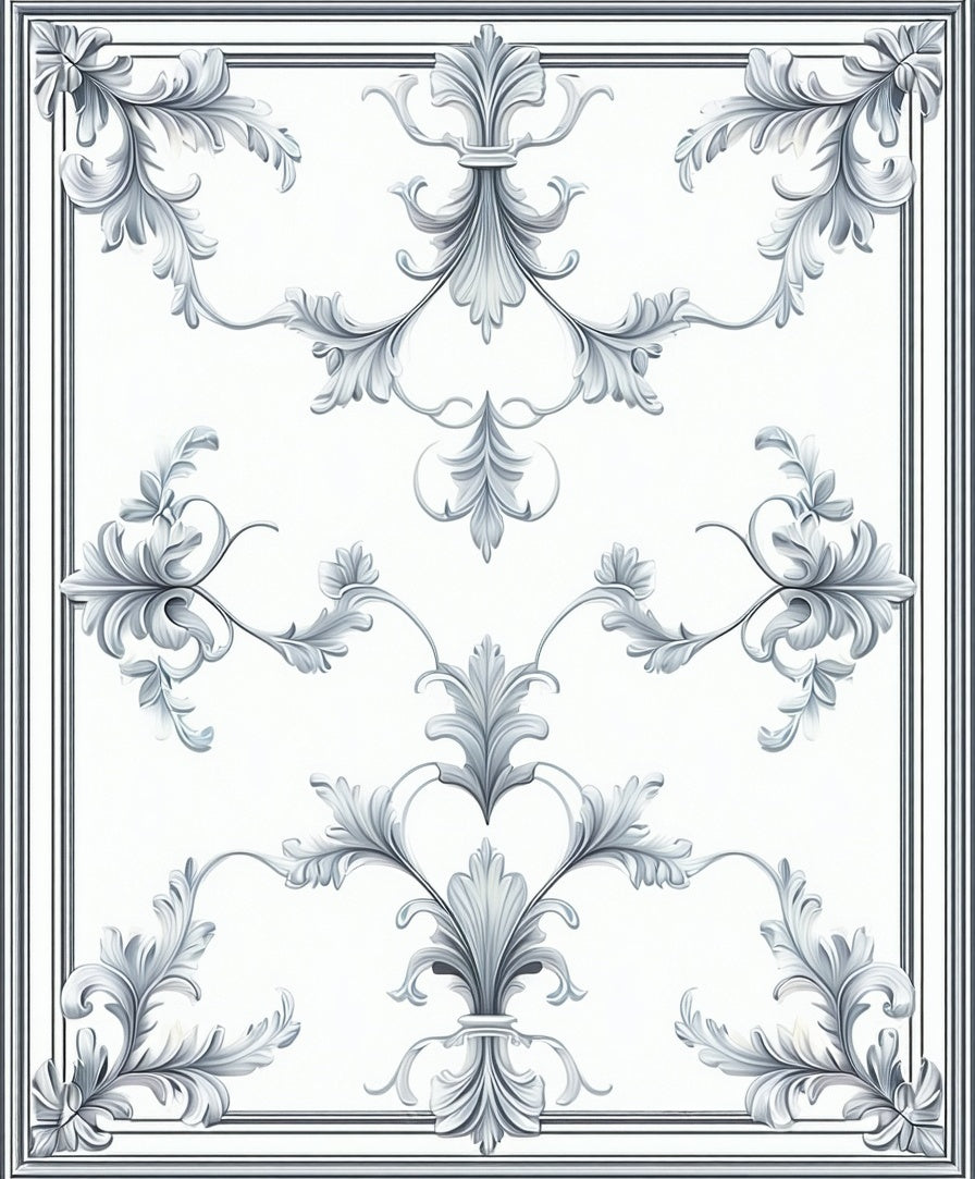 Elegant Scroll Patterned Gray Rug