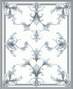 Elegant Scroll Patterned Gray Rug