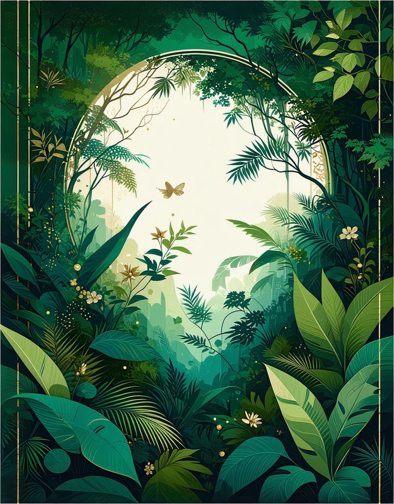 Lush Jungle Arch With Butterflies Rug