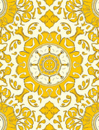 Golden Sunburst Floral Symmetry Rug