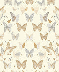 Neutral Butterfly Patterned Textile Rug