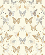 Neutral Butterfly Patterned Textile Rug