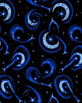 Abstract Blue Cosmic Crescent Stars Rug