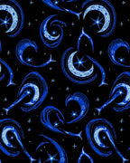 Abstract Blue Cosmic Crescent Stars Rug