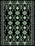 Light Green Black Ornate Floral Rug