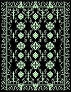 Light Green Black Ornate Floral Rug