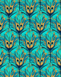 Peacock Feather Inspired Teal Pattern Rug